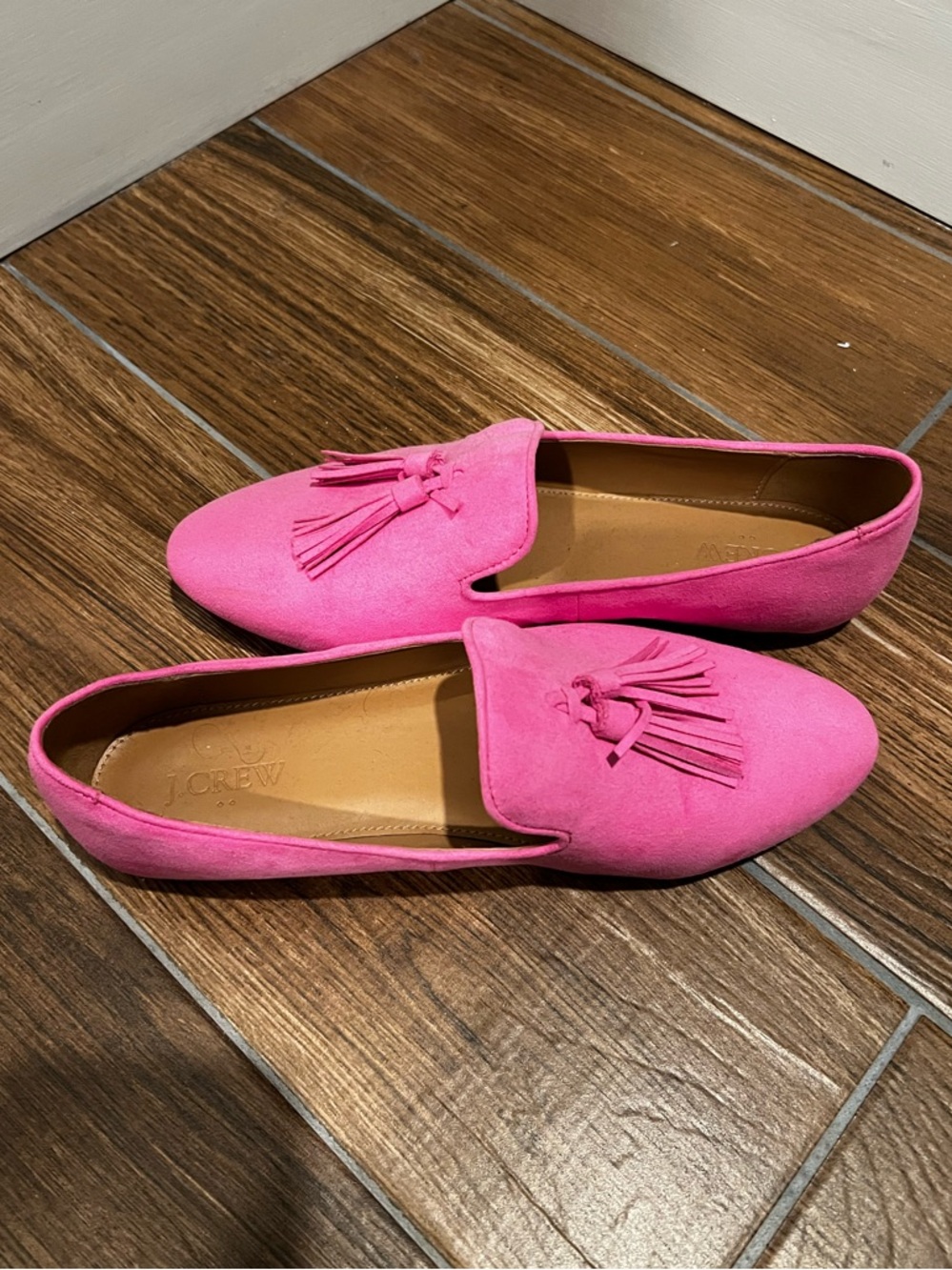 J. Crew Pink Suede Tassel Loafers